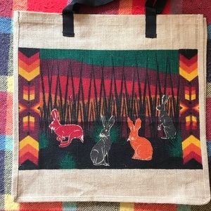 🐰Large Jute Tote Bag with Rabbit Design